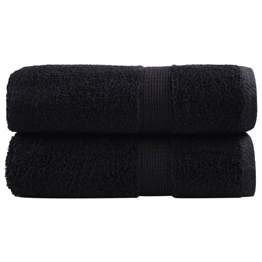 SOLMERE Premium Wash Towels 2 Pieces Black 30x30 cm 600 gsm - R and M Furniture