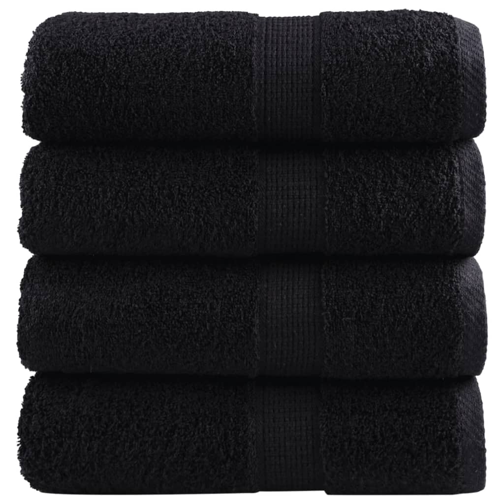 SOLMERE Premium Wash Towels 4 Pieces Black 30x30 cm 600 gsm - R and M Furniture