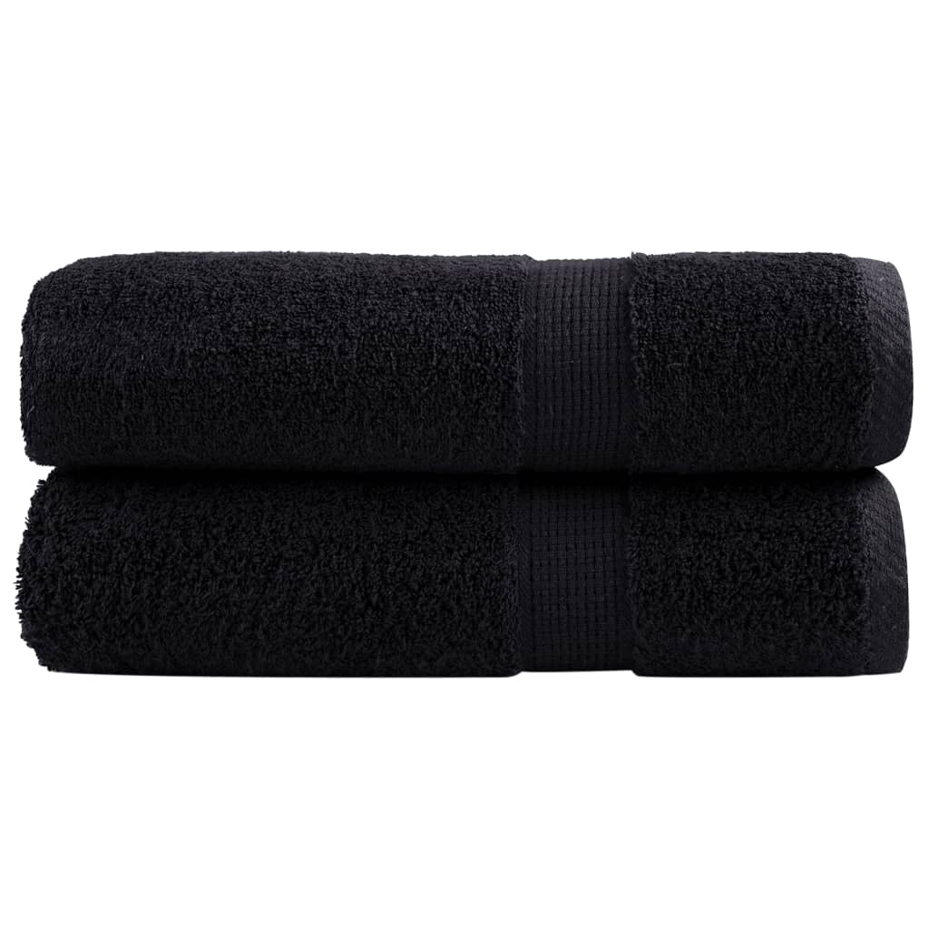 SOLMERE Premium Shower Towels 2 Pieces Black 70x140 cm 600 gsm - R and M Furniture