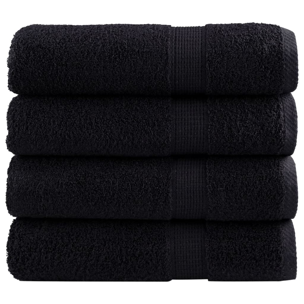 SOLMERE Premium Shower Towels 4 Pieces Black 70x140 cm 600 gsm - R and M Furniture