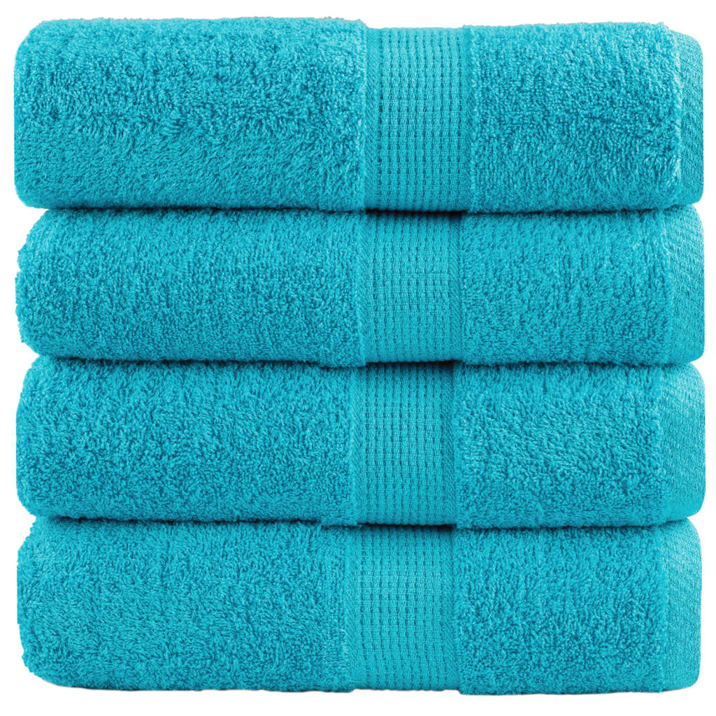 SOLMERE Premium Wash Towels 4 Pieces Turquoise 30x30 cm 600 gsm - R and M Furniture