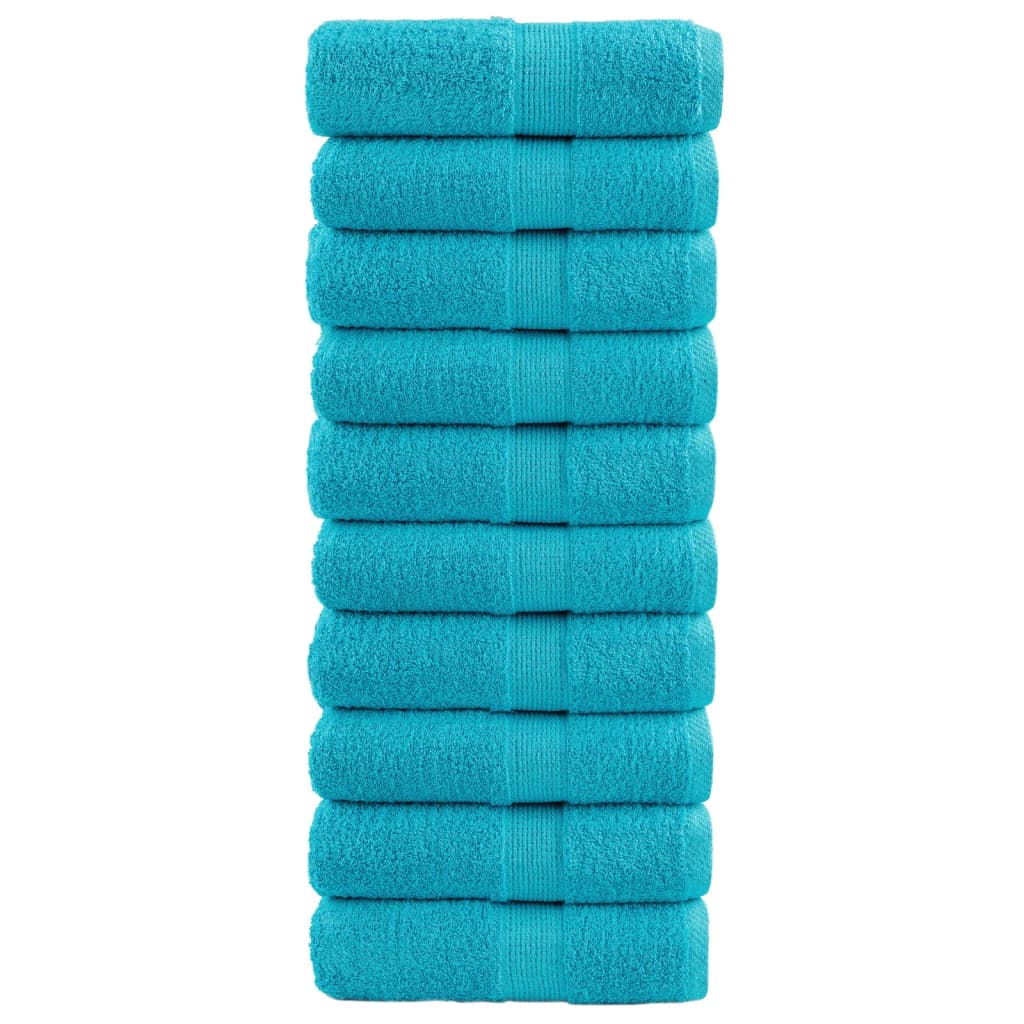 SOLMERE Premium Wash Towels 10 Pieces Turquoise 30x30 cm 600 gsm - R and M Furniture