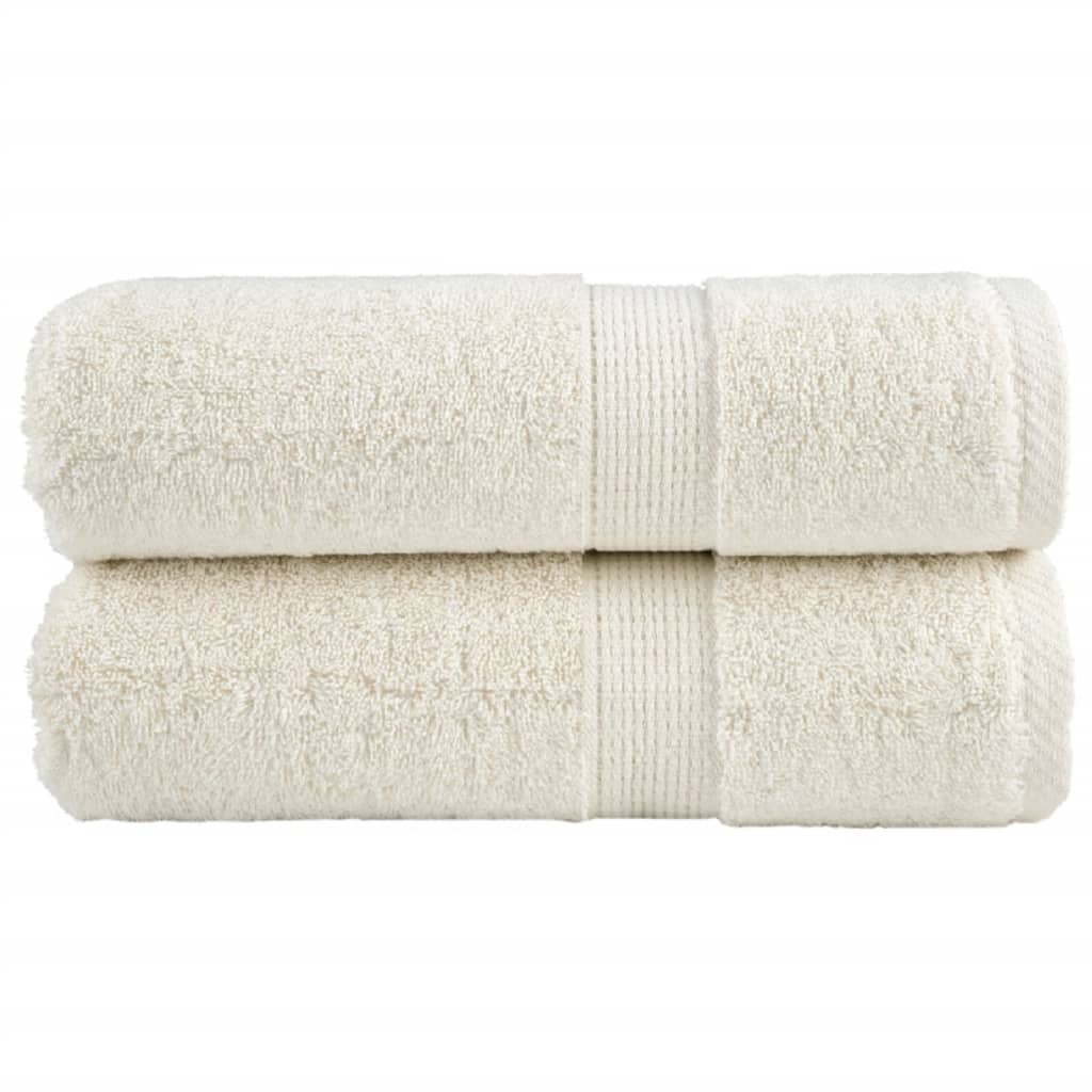 SOLMERE Premium Wash Towels 2 Pieces Cream 30x30 cm 600 gsm - R and M Furniture