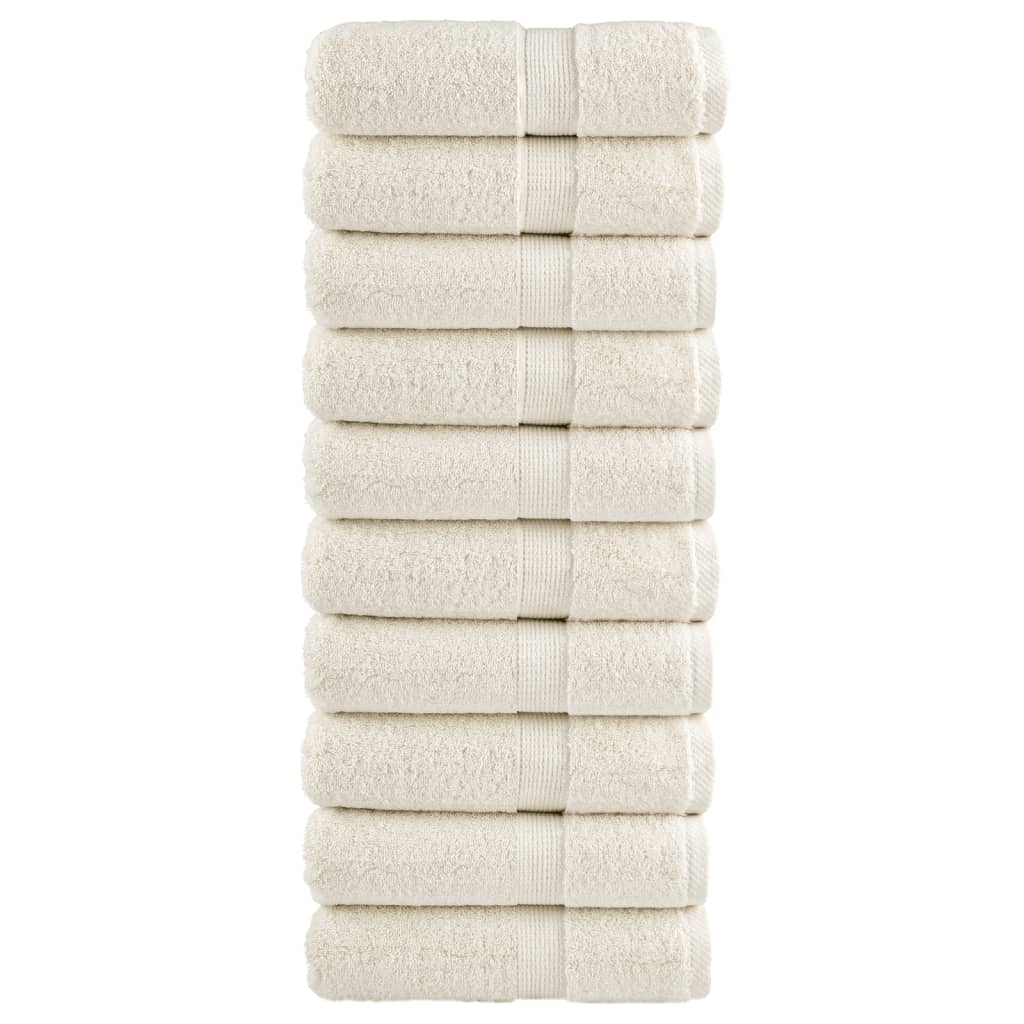 SOLMERE Premium Wash Towels 10 Pieces Cream 30x30 cm 600 gsm - R and M Furniture