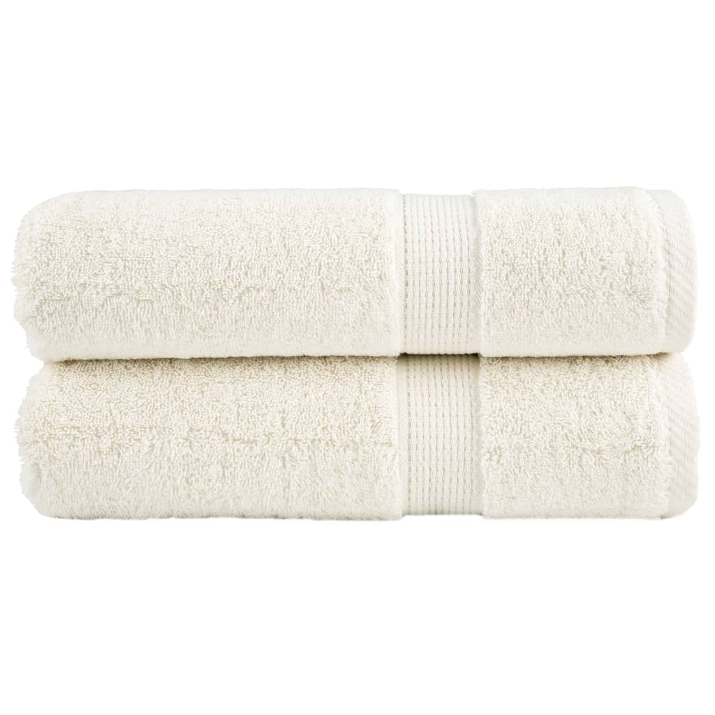 SOLMERE Premium Shower Towels 2 Pieces Cream 70x140 cm 600 gsm - Sid & Sam