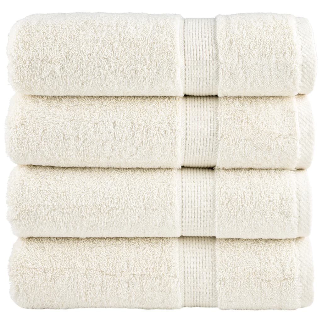 SOLMERE Premium Shower Towels 4 Pieces Cream 70x140 cm 600 gsm - Sid & Sam