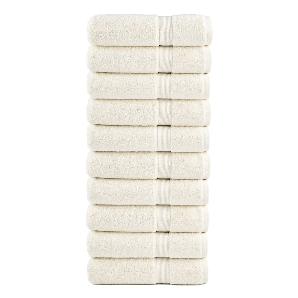 SOLMERE Premium Shower Towels 10 Pieces Cream 70x140 cm 600 gsm - Sid & Sam