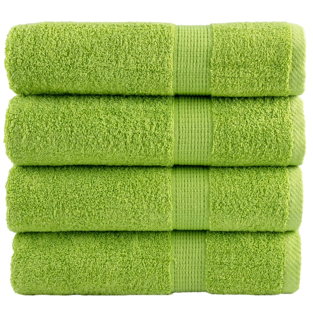 SOLMERE Premium Shower Towels 4 Pieces Apple Green 70x140 cm 600 gsm - Sid & Sam