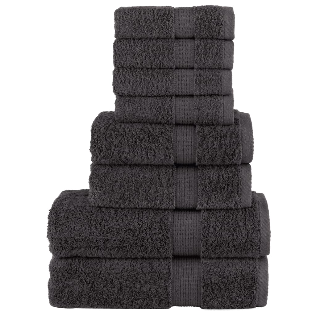 8 Piece Premium Towel Set SOLUND Anthracite 600 gsm - All Things Good