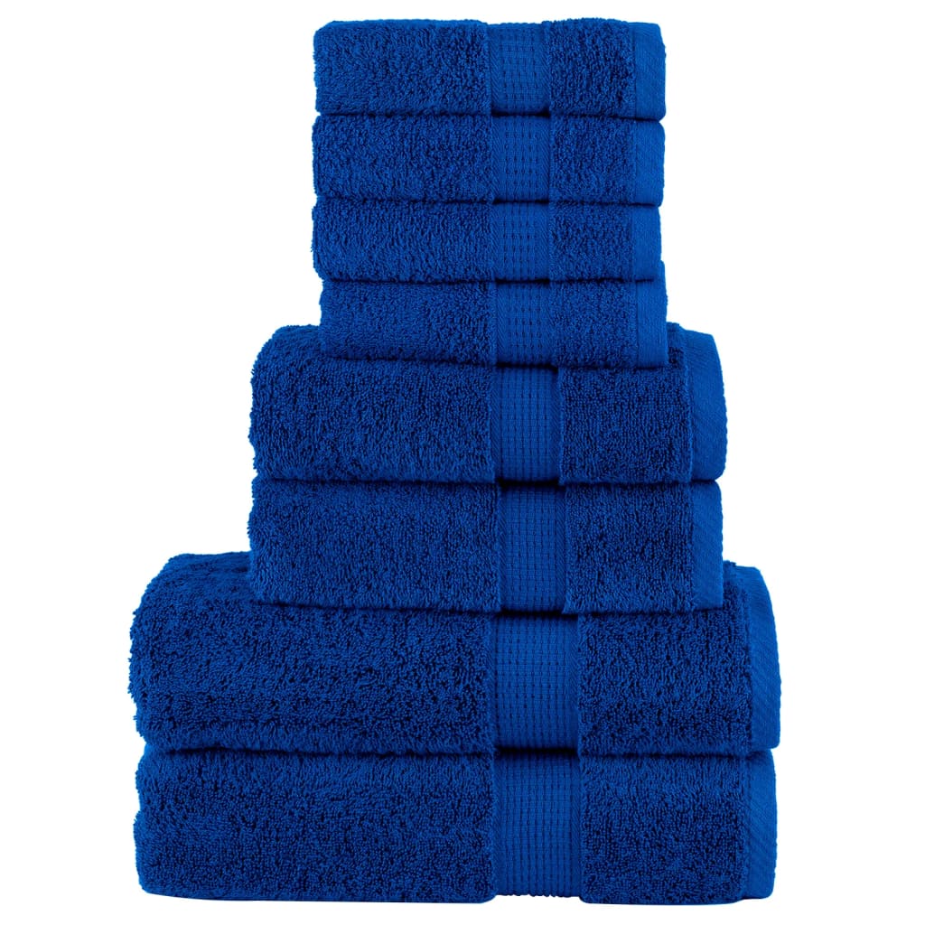 SOLMERE 8 Piece Premium Towel Set Blue 600 gsm - Brittle & Co