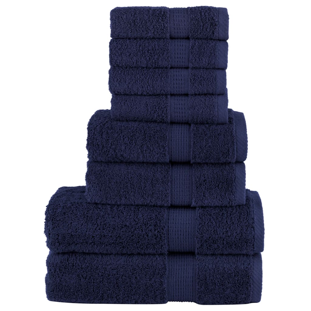 SOLMERE 8 Piece Premium Towel Set Navy Blue 600 gsm - Brittle & Co