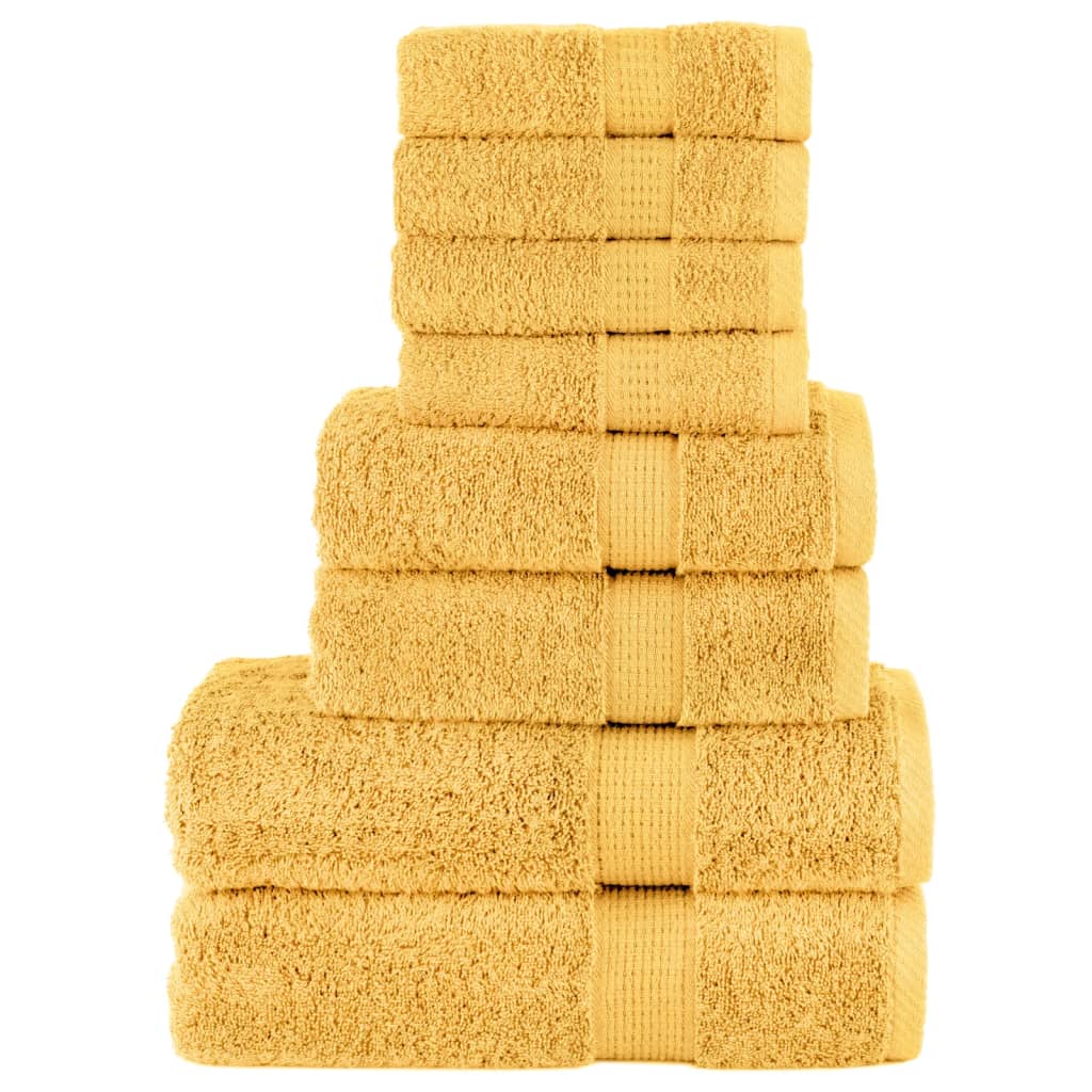 SOLMERE 8 Piece Premium Towel Set Gold 600 gsm - Brittle & Co