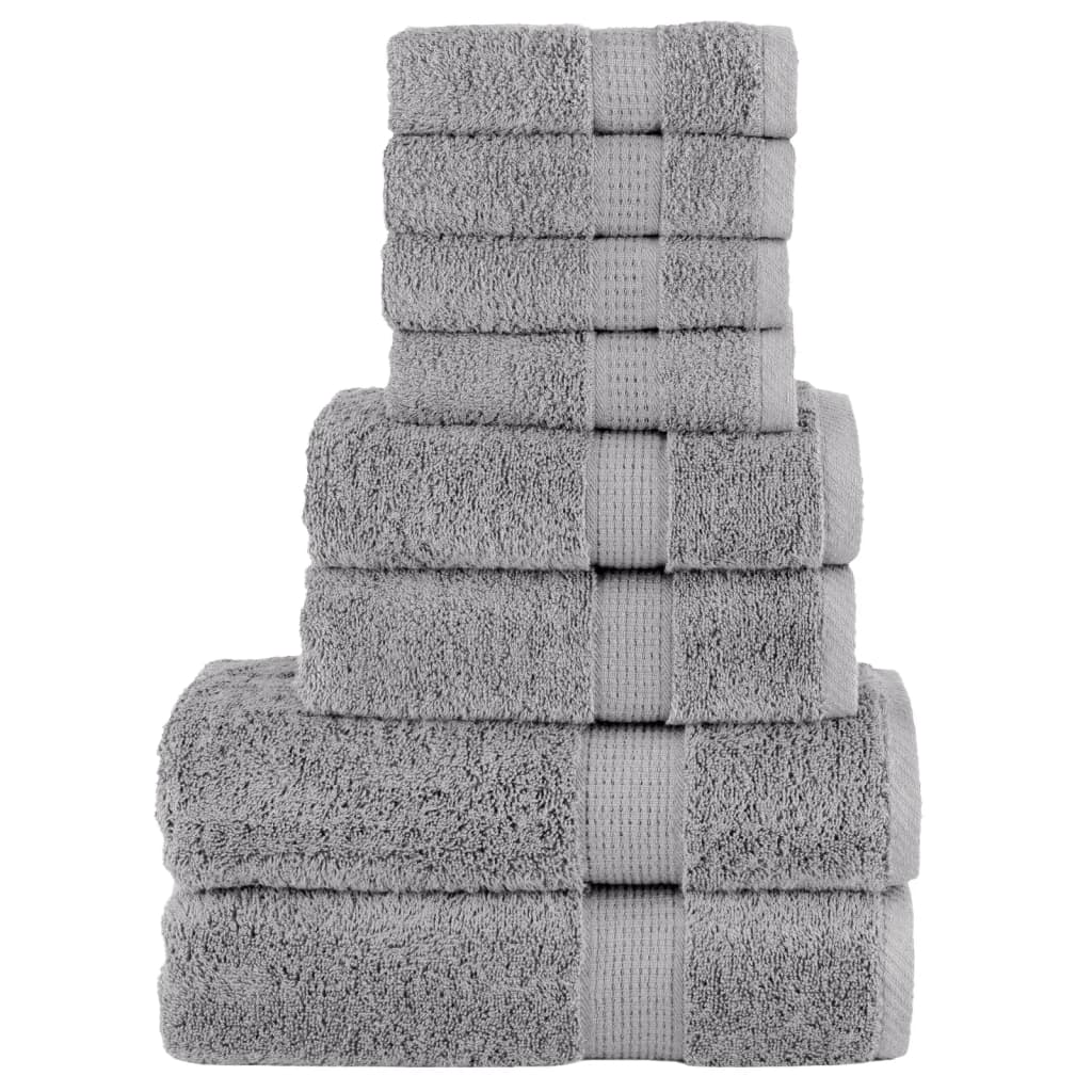 SOLMERE 8 Piece Premium Towel Set Grey 600 gsm - Brittle & Co