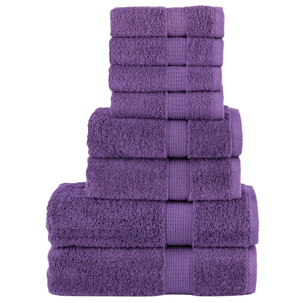 SOLMERE 8 Piece Premium Towel Set Purple 600 gsm - Brittle & Co