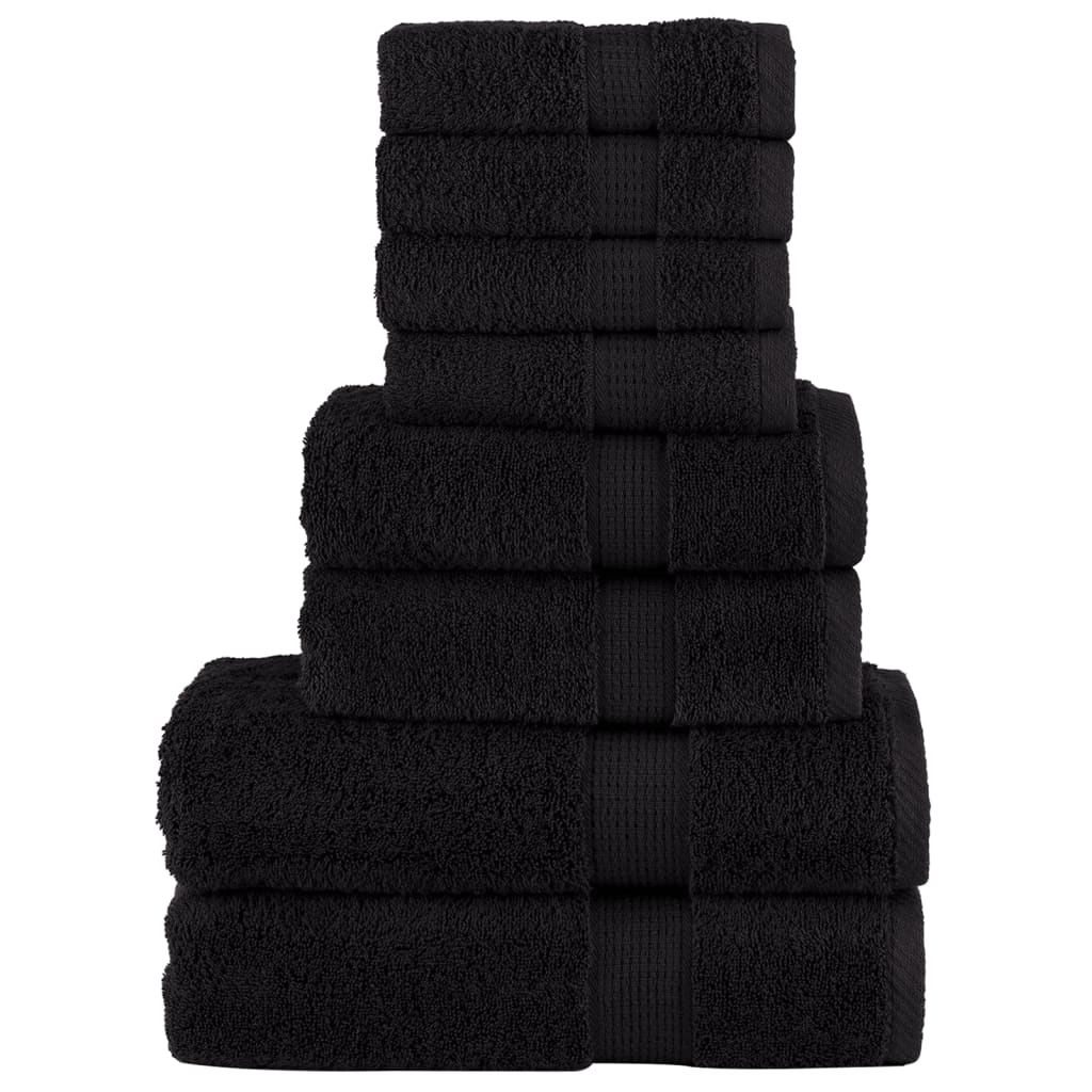 SOLMERE 8 Piece Premium Towel Set Black 600 gsm - Brittle & Co