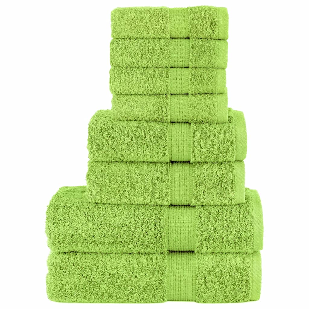 SOLMERE 8 Piece Premium Towel Set Apple Green 600 gsm - Brittle & Co
