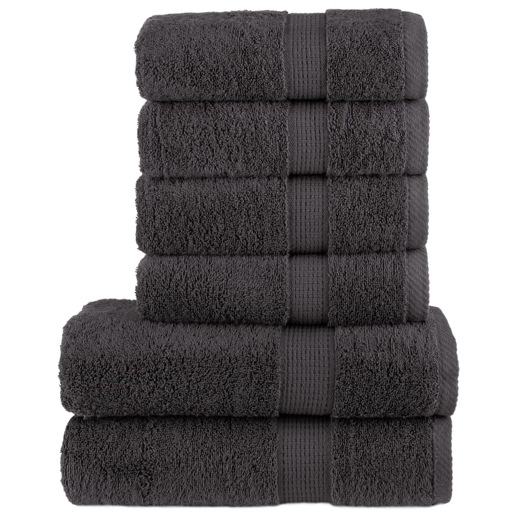 6 Piece Premium Towel Set SOLUND Anthracite 600 gsm - Casper Homes