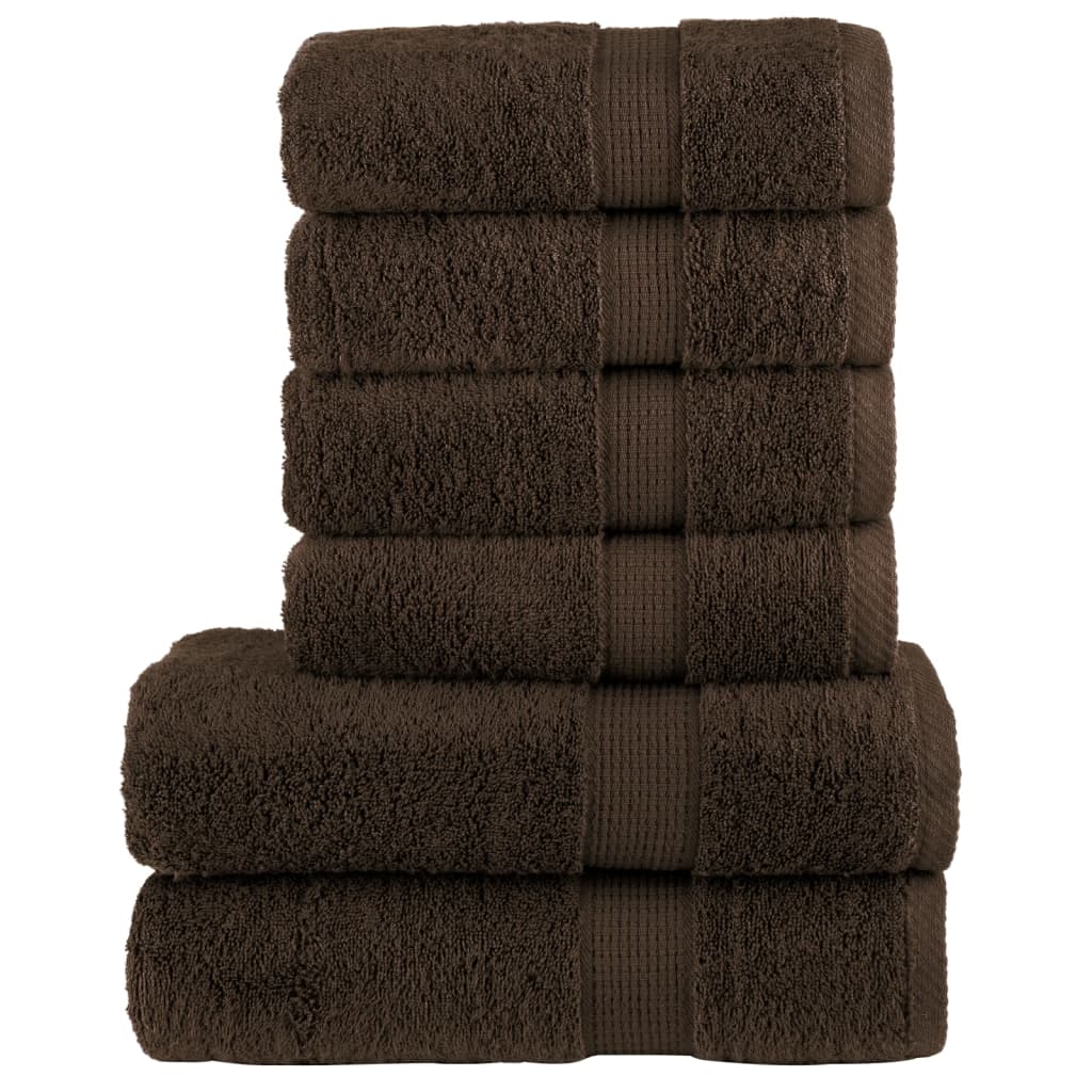 SOLMERE 6 Piece Premium Towel Set Brown 600 gsm - Sid & Sam