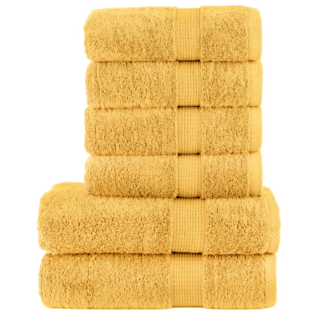 SOLMERE 6 Piece Premium Towel Set Gold 600 gsm - Sid & Sam