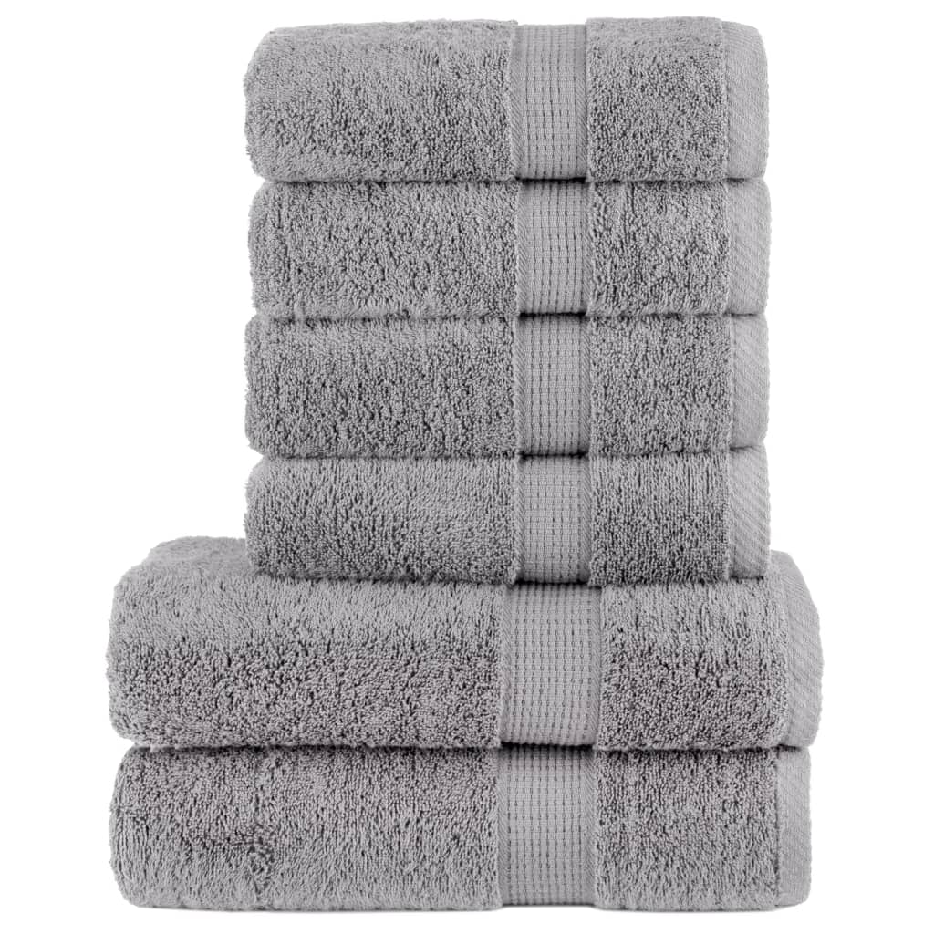6 Piece Premium Towel Set SOLUND Grey 600 gsm - Casper Homes