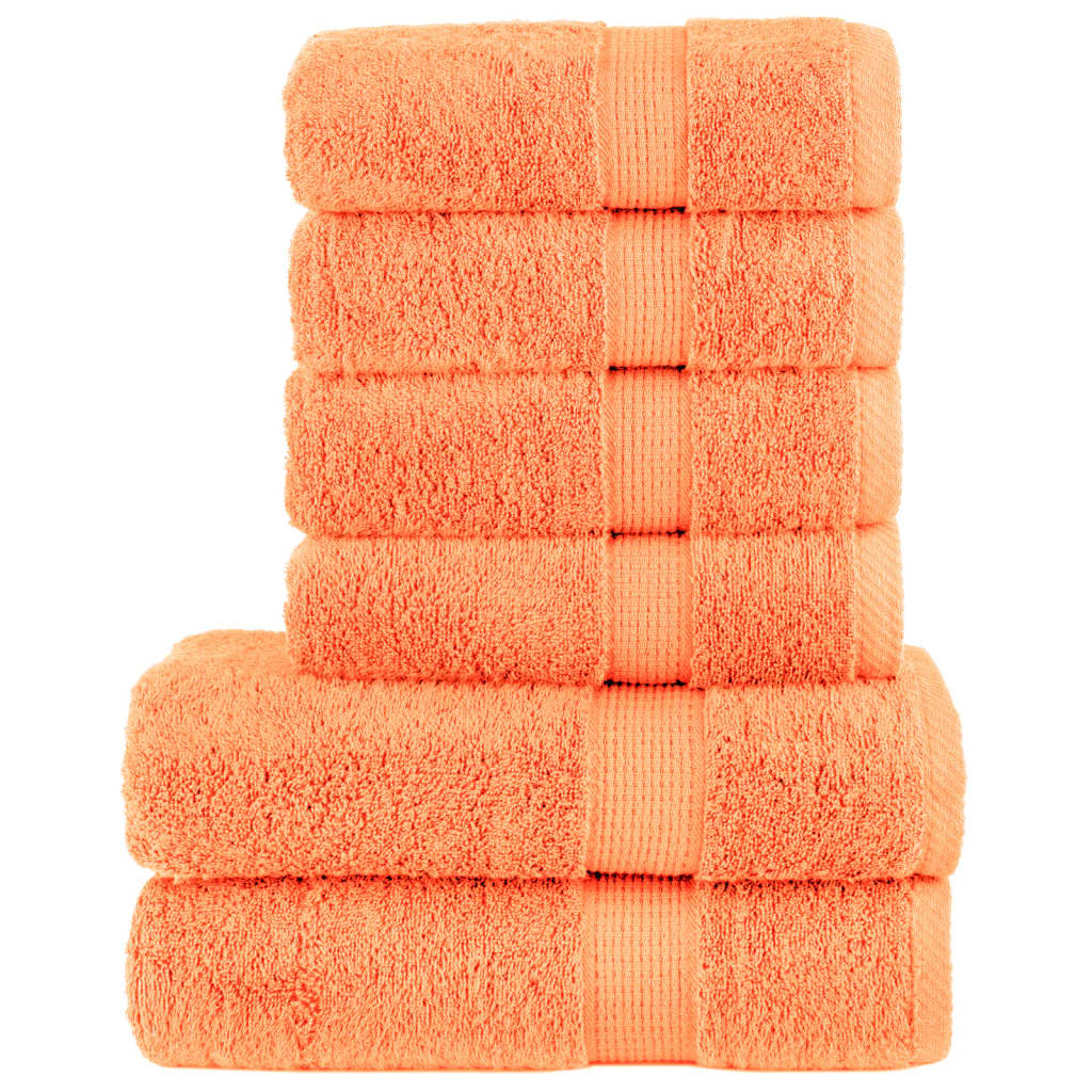 SOLMERE 6 Piece Premium Towel Set Orange 600 gsm - Sid & Sam
