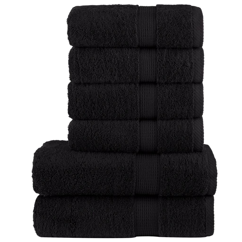 SOLMERE 6 Piece Premium Towel Set Black 600 gsm - Sid & Sam