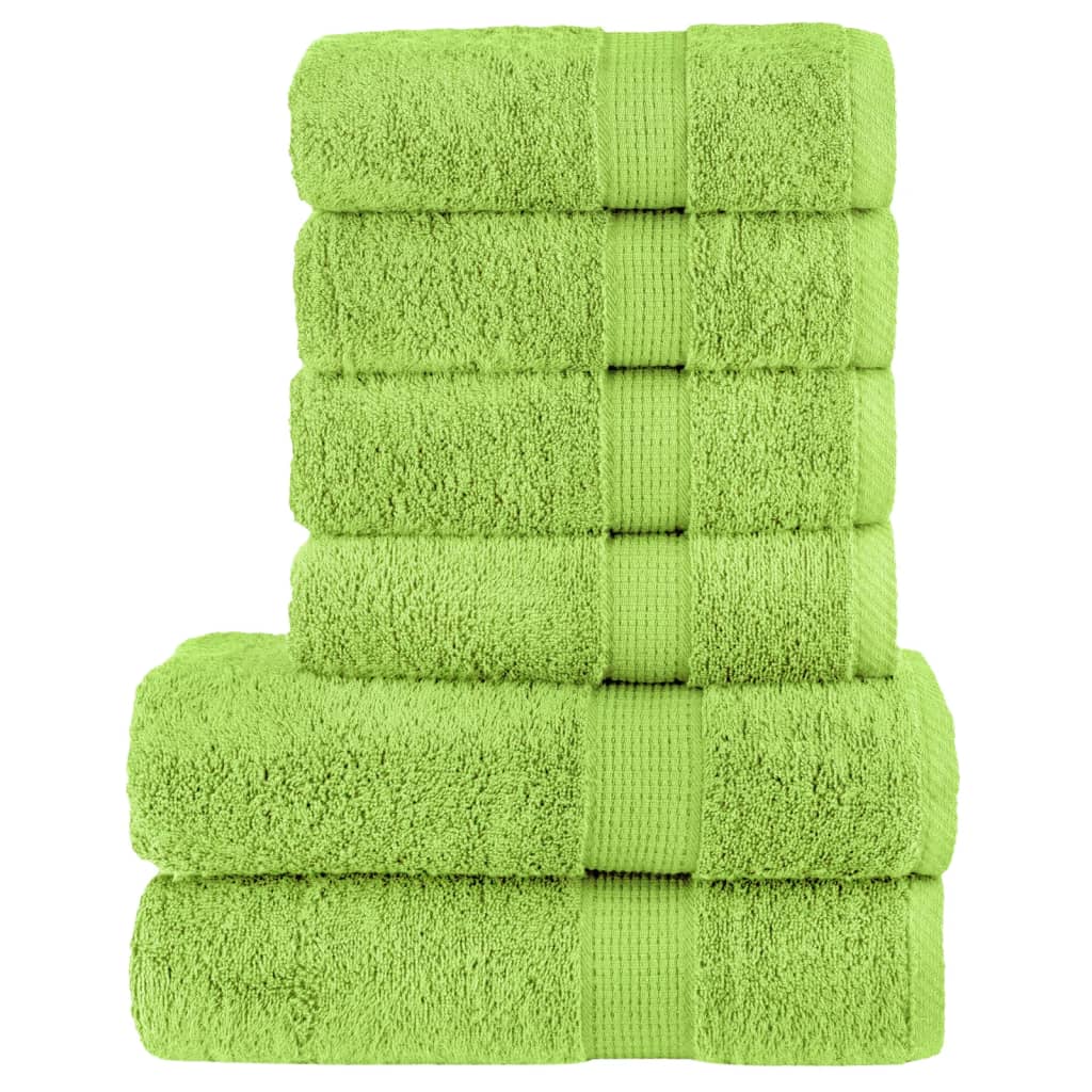6 Piece Premium Towel Set SOLUND Apple Green 600 gsm - Casper Homes