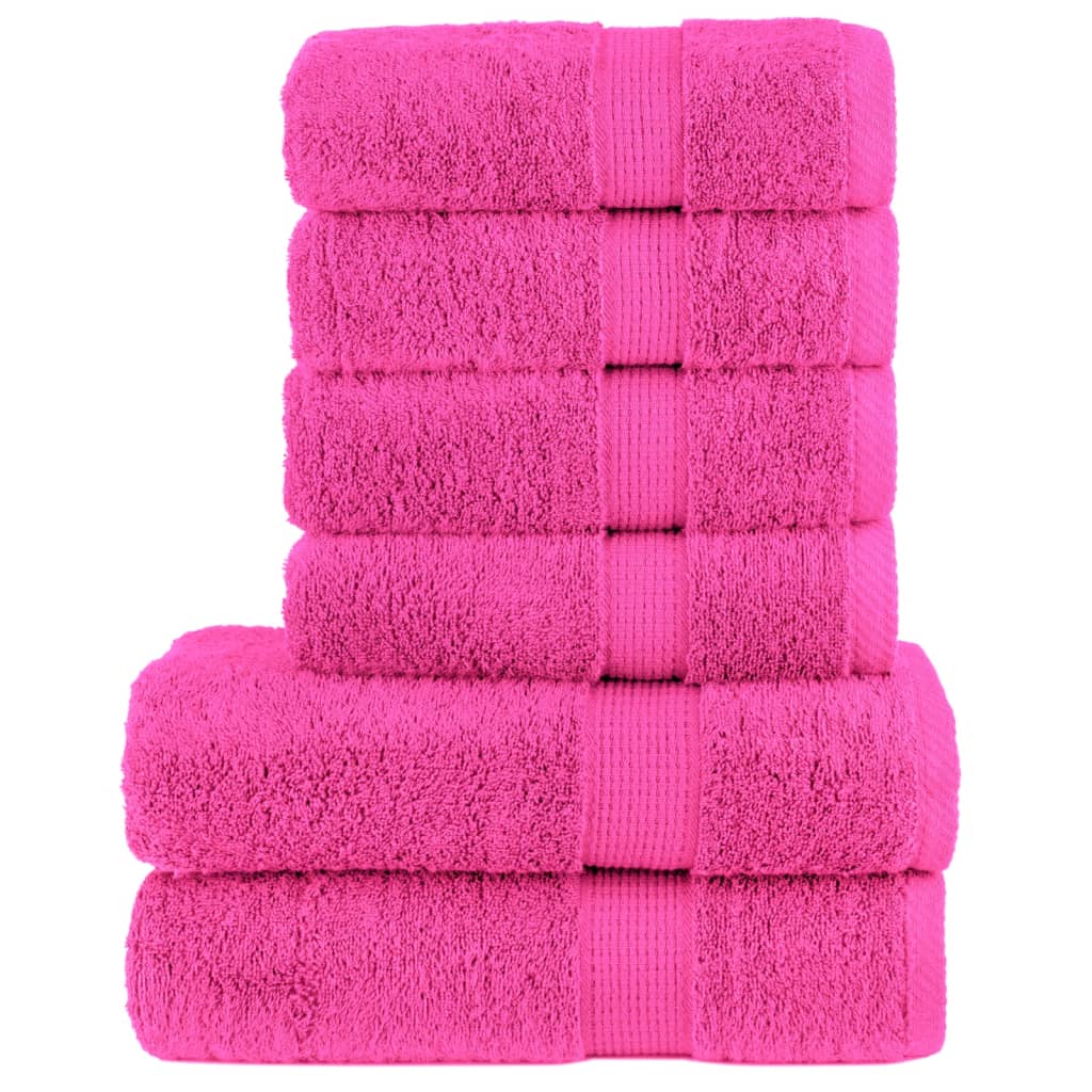 SOLMERE 6 Piece Premium Towel Set Pink 600 gsm - Sid & Sam