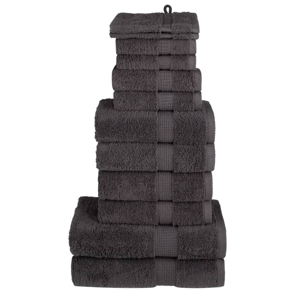 SOLMERE 12 Piece Premium Towel Set Anthracite 600 gsm - Design Hut