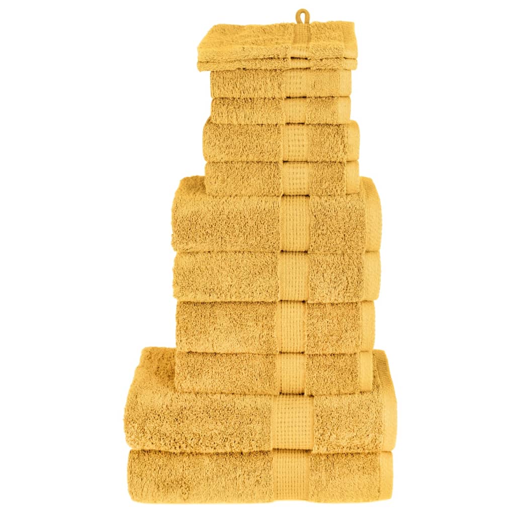 SOLMERE 12 Piece Premium Towel Set Gold 600 gsm - Design Hut