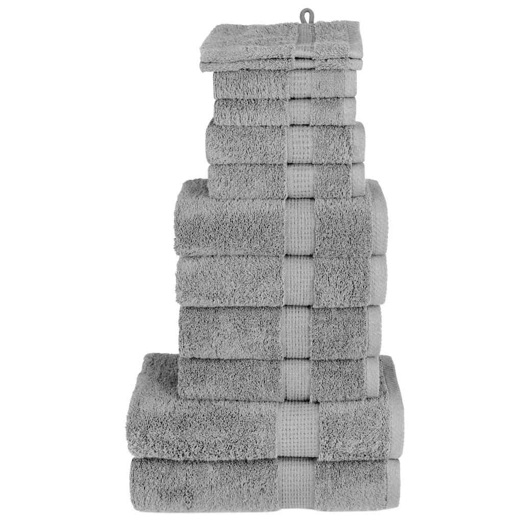 SOLMERE 12 Piece Premium Towel Set Grey 600 gsm - Design Hut
