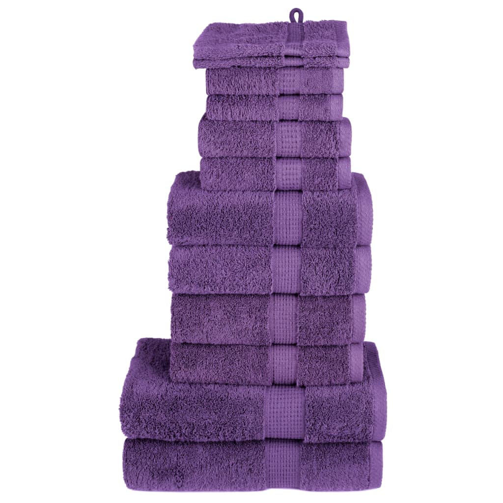 SOLMERE 12 Piece Premium Towel Set Purple 600 gsm - Design Hut