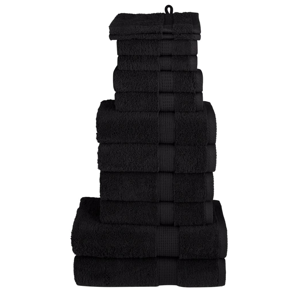 SOLMERE 12 Piece Premium Towel Set Black 600 gsm - Design Hut
