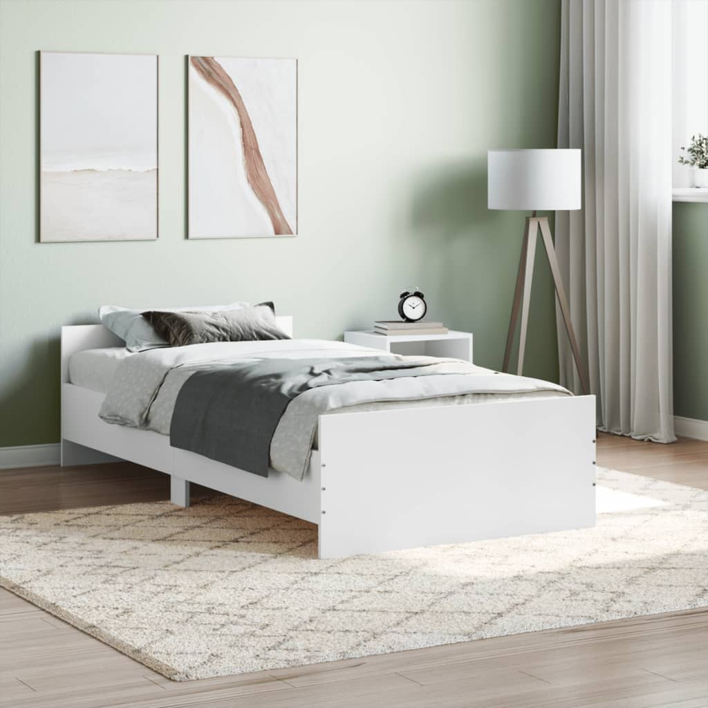 Bed Frame White 90x200 cm Engineered Wood - Discount Dealers