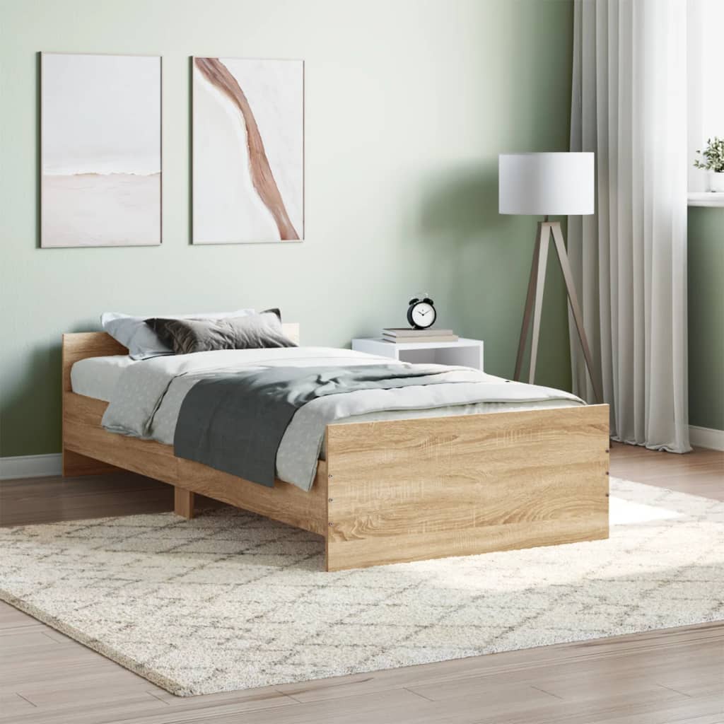 Bed Frame Sonoma Oak 90x190 cm Single Engineered Wood - Tyrell & Tyrell