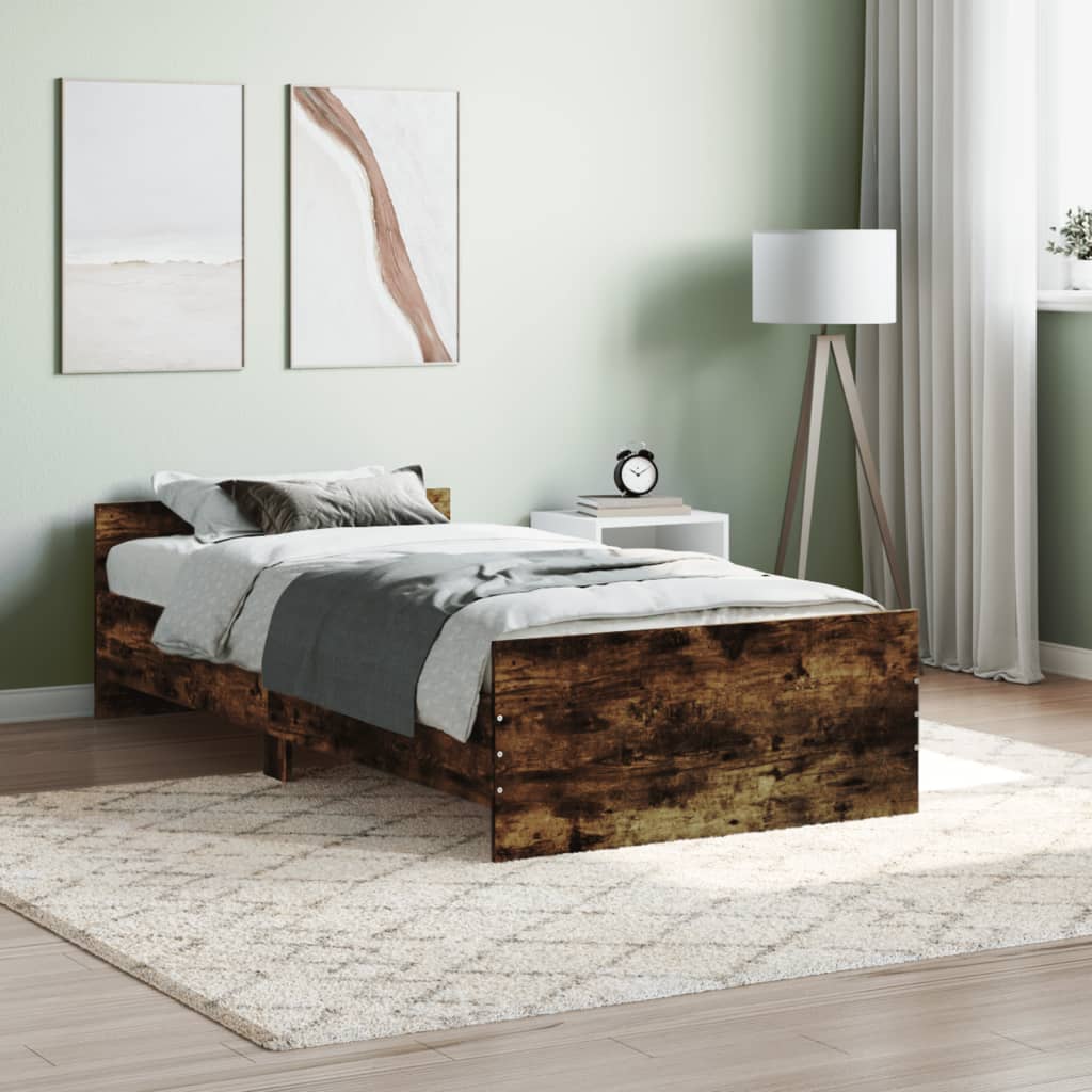 Bed Frame Smoked Oak 90x190 cm Single Engineered Wood - Tyrell & Tyrell