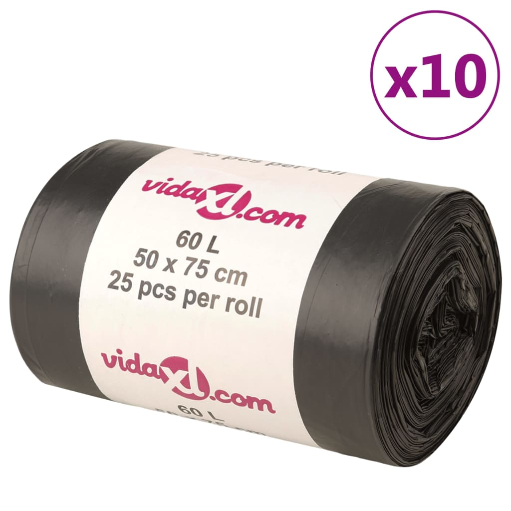 Bin Bags 250 pcs Black 60 L - Style and Chic