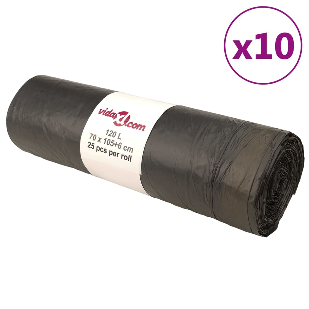 Bin Bags with Drawstrings 250 pcs Black 120 L - Millennium Furniture