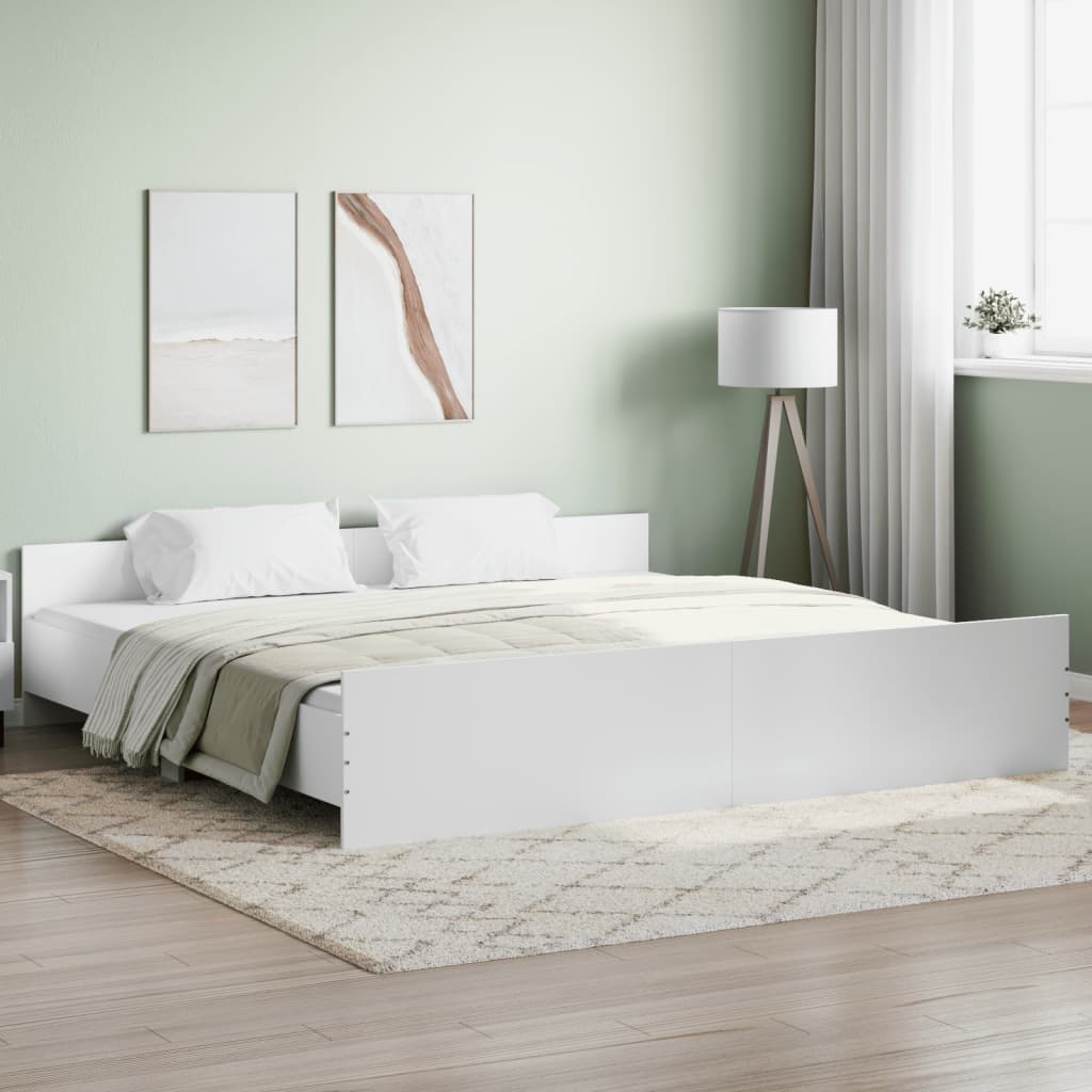 Bed Frame with Headboard and Footboard White 200x200 cm - All Things Good