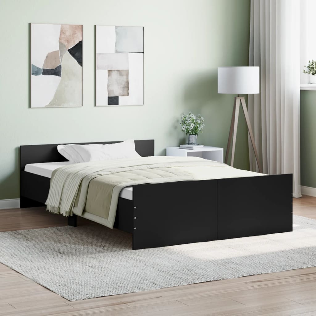 Bed Frame with Headboard and Footboard Black 120x190 cm Small Double - Merkel Designers