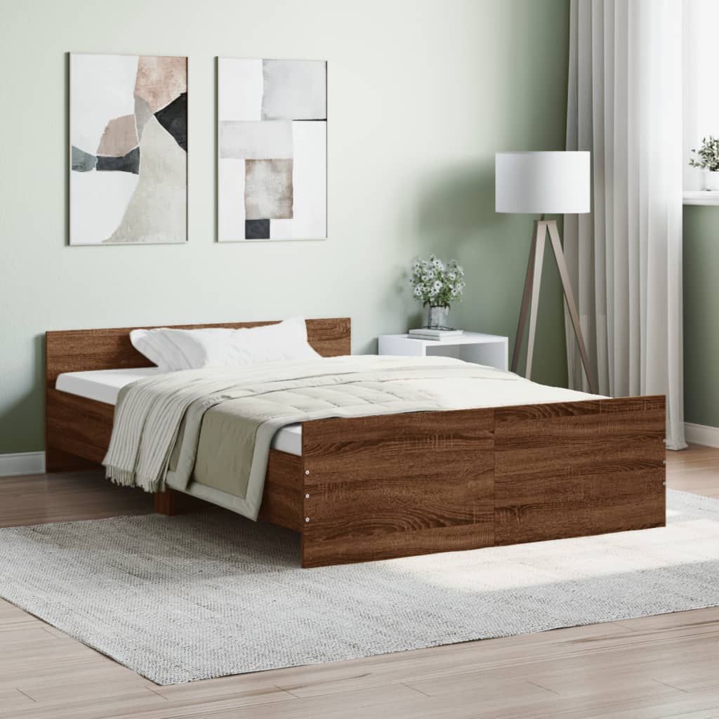 Bed Frame with Headboard and Footboard Brown Oak 120x190 cm Small Double - Merkel Designers