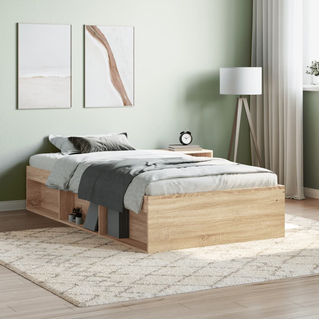 Bed Frame Sonoma Oak 100x200 cm - Brittle & Co