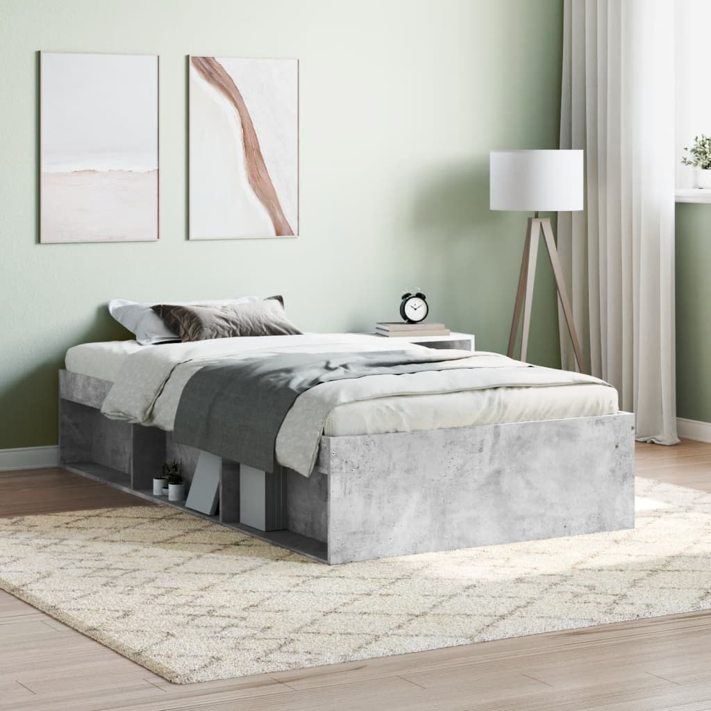 Bed Frame Concrete Grey 100x200 cm - Discount Dealers