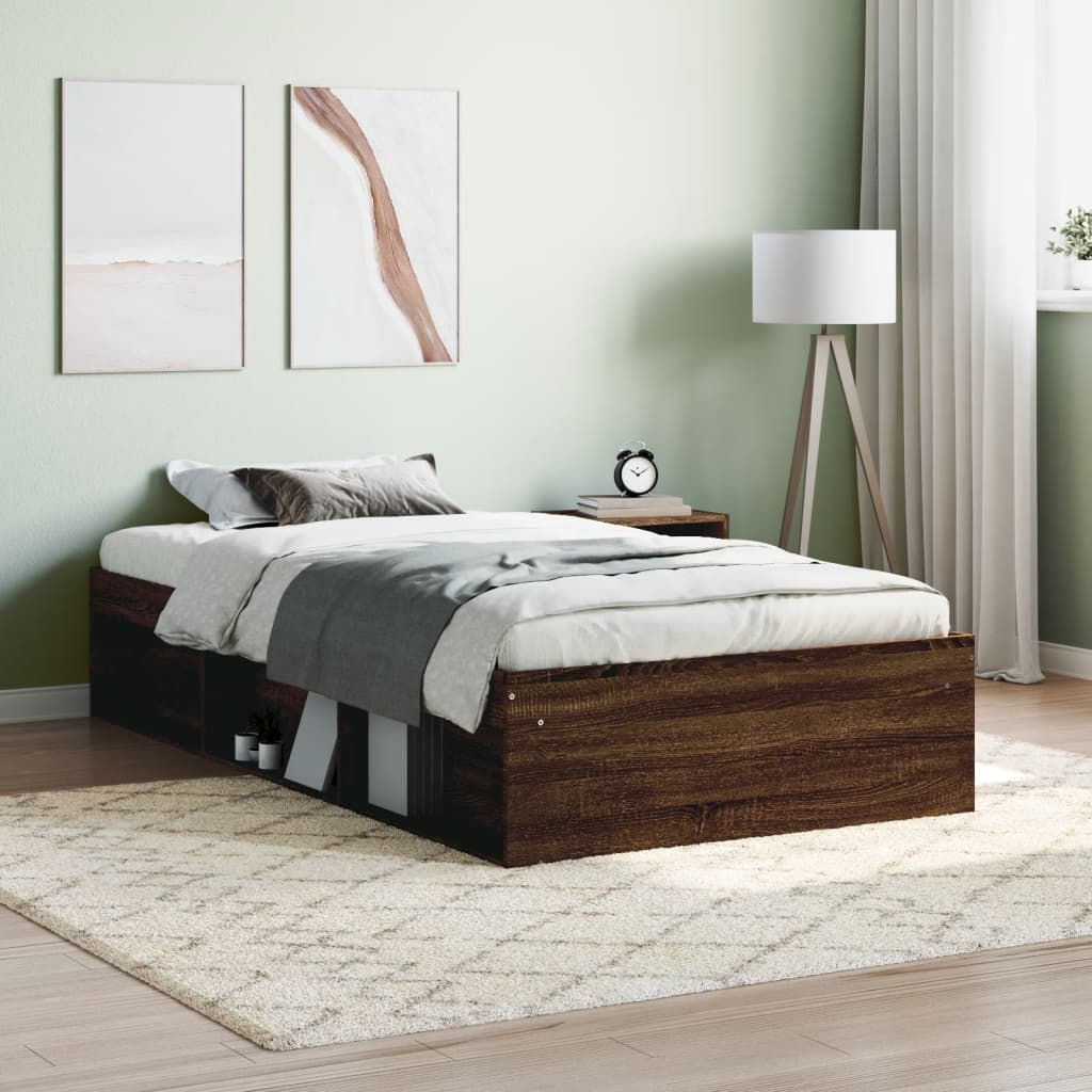 Bed Frame Brown Oak 90x190 cm Single - Brittle & Co
