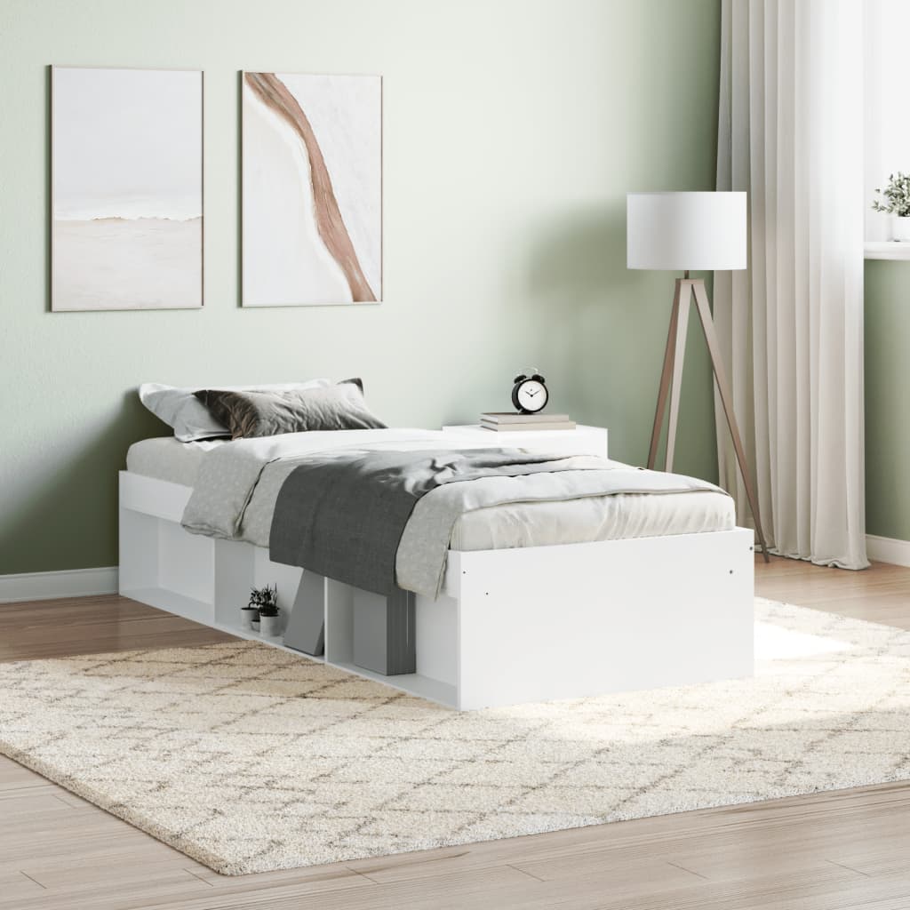 Bed Frame White 75x190 cm Small Single - Merkel Designers