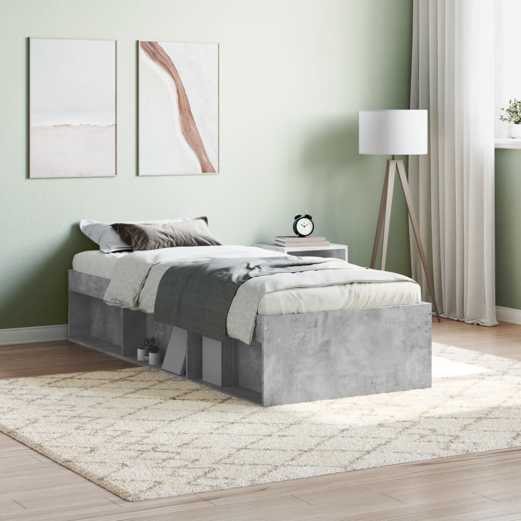 Bed Frame Concrete Grey 75x190 cm Small Single - Discount Dealers