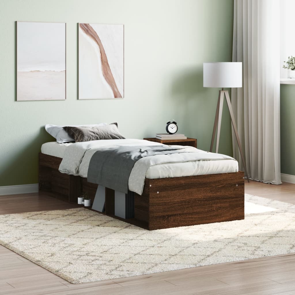Bed Frame Brown Oak 75x190 cm Small Single - Sid & Sam