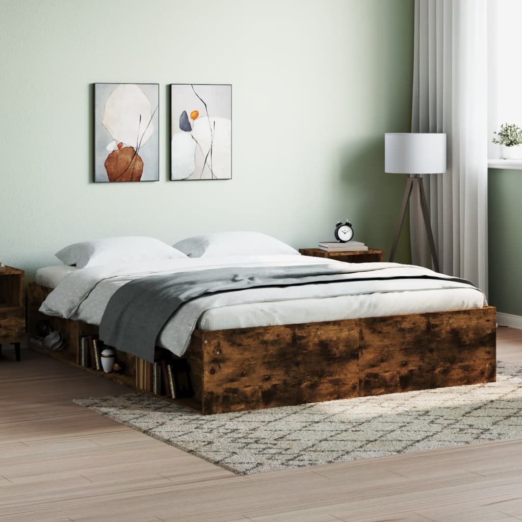 Bed Frame Smoked Oak 140x200 cm - Millennium Furniture