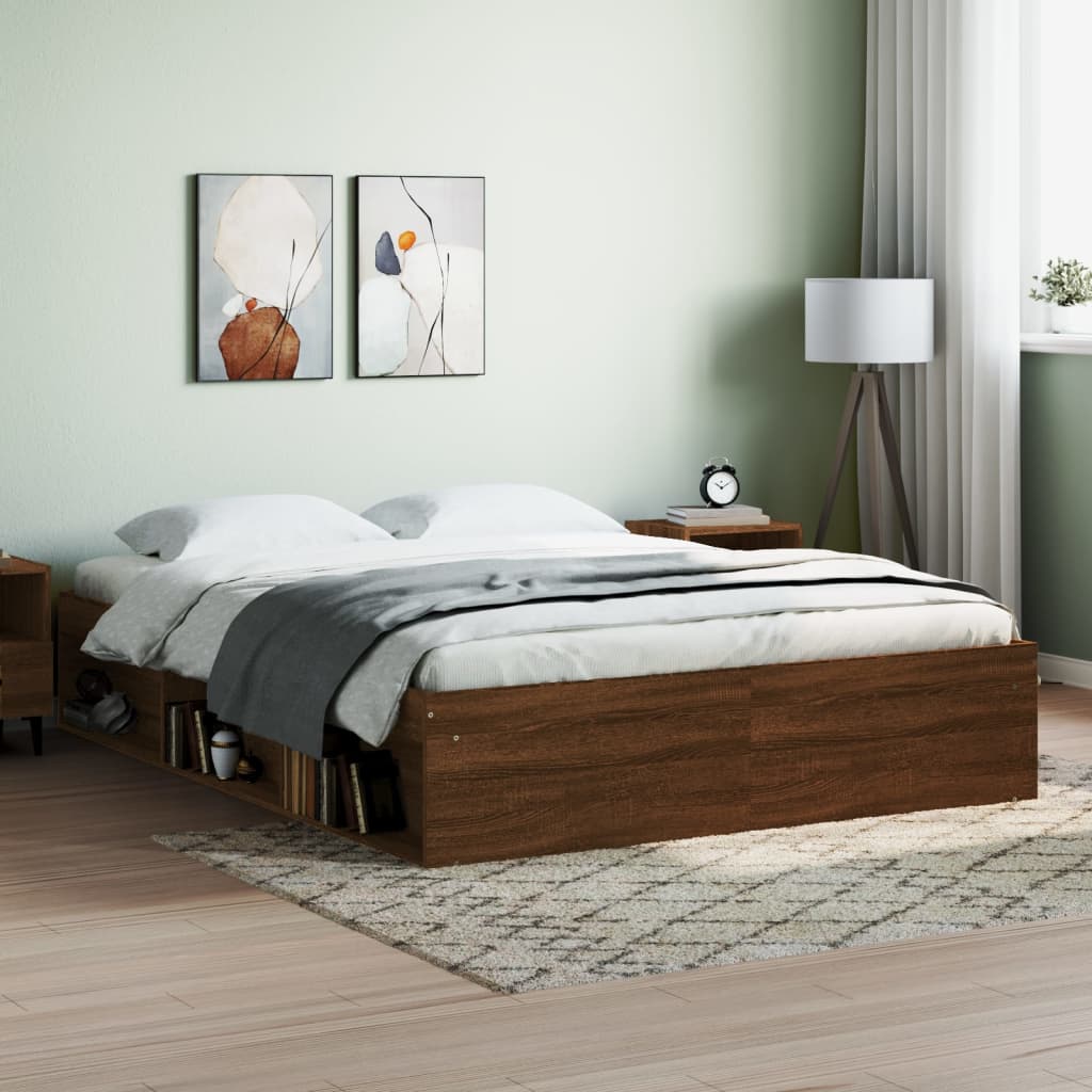 Bedframe Brown Oak 140x200cm - Discount Dealers