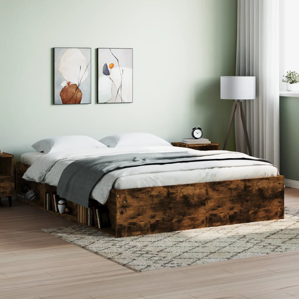 Bed Frame Smoked Oak 150x200 cm King Size - Sid & Sam